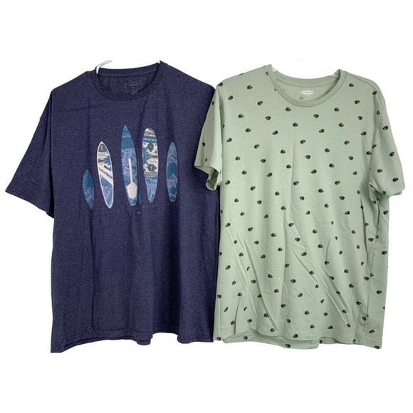 Large Quiksilver Old Navy Lot of 2 Tshirts Short Sleeve EUC Mens Waterman 6464 - Picture 1 of 10